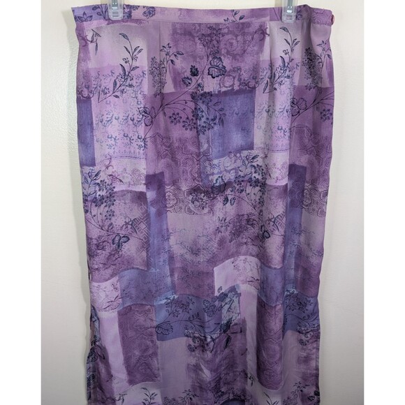 Worthington Woman Maxi Skirt Floral Leaf Side Slits Bohemian Size 16W - Picture 6 of 12
